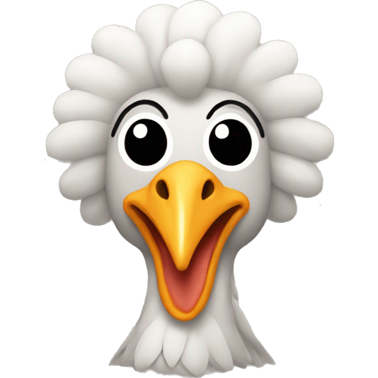 A simple, cute turkey with an afro hairstyle emoji