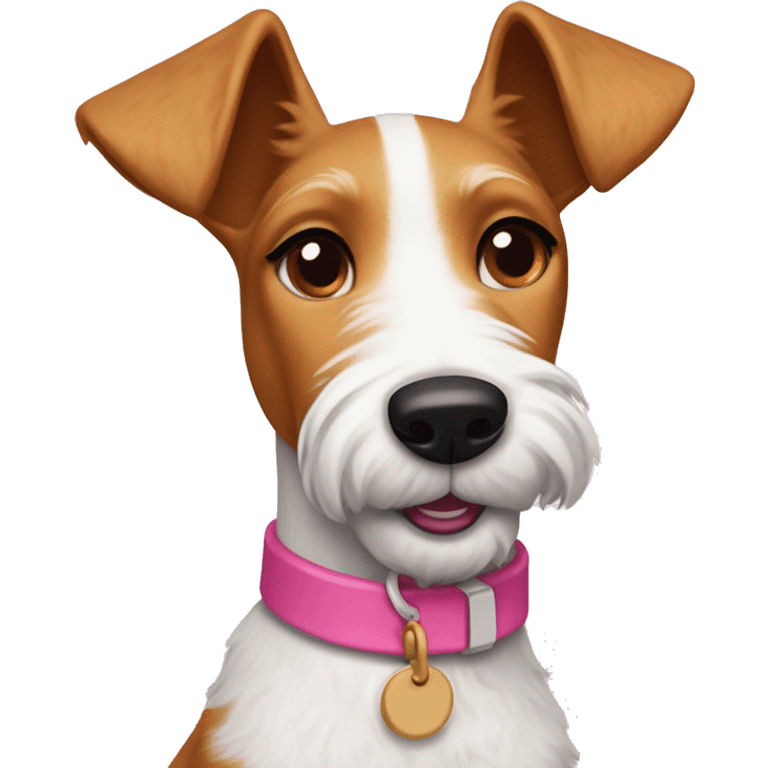 Female fox terrier with a pink collar, caramel fur, inspired by the style of “Lady and the Tramp.” White outline around it emoji