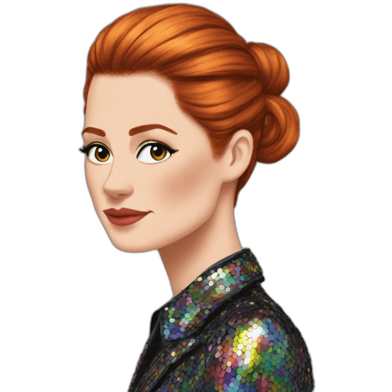 Audrey fleurot ponytail with multicolored sequined suit emoji