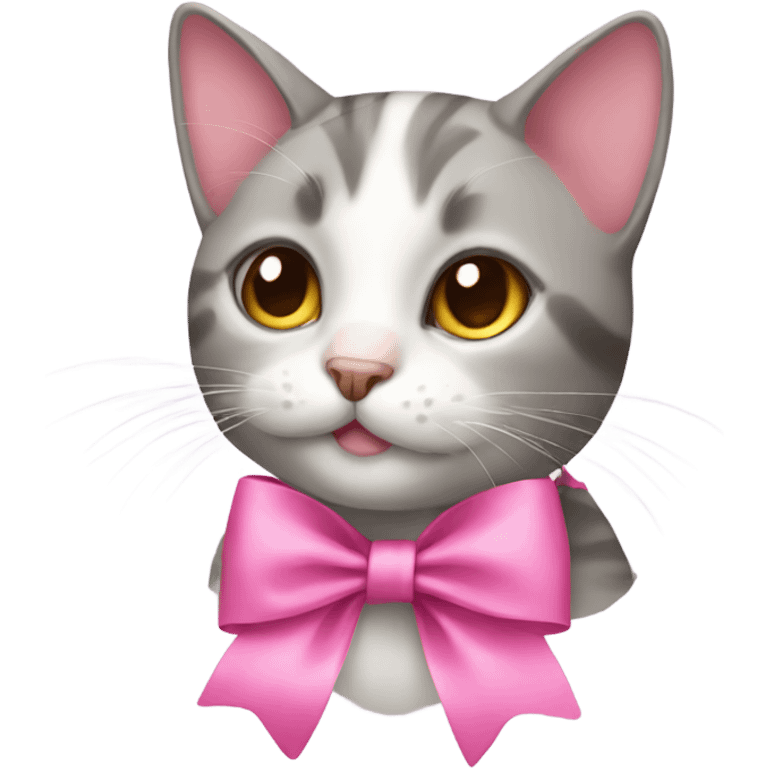 Cat with a pink bow on ear emoji