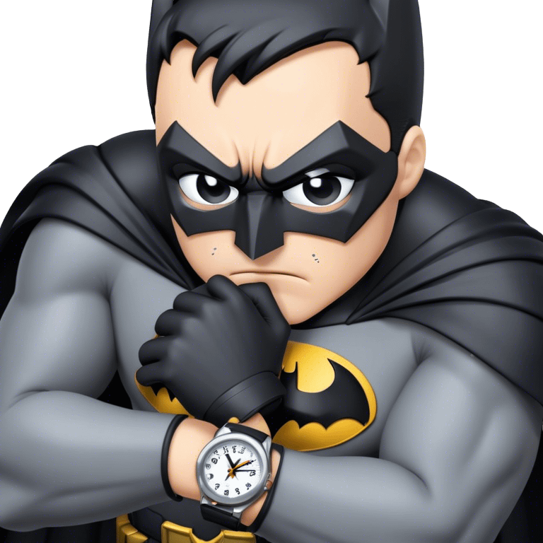 Batman looking stressed at his watch emoji