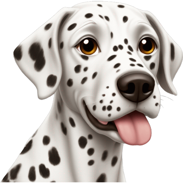 dalmatian with brown dost and tongue out emoji