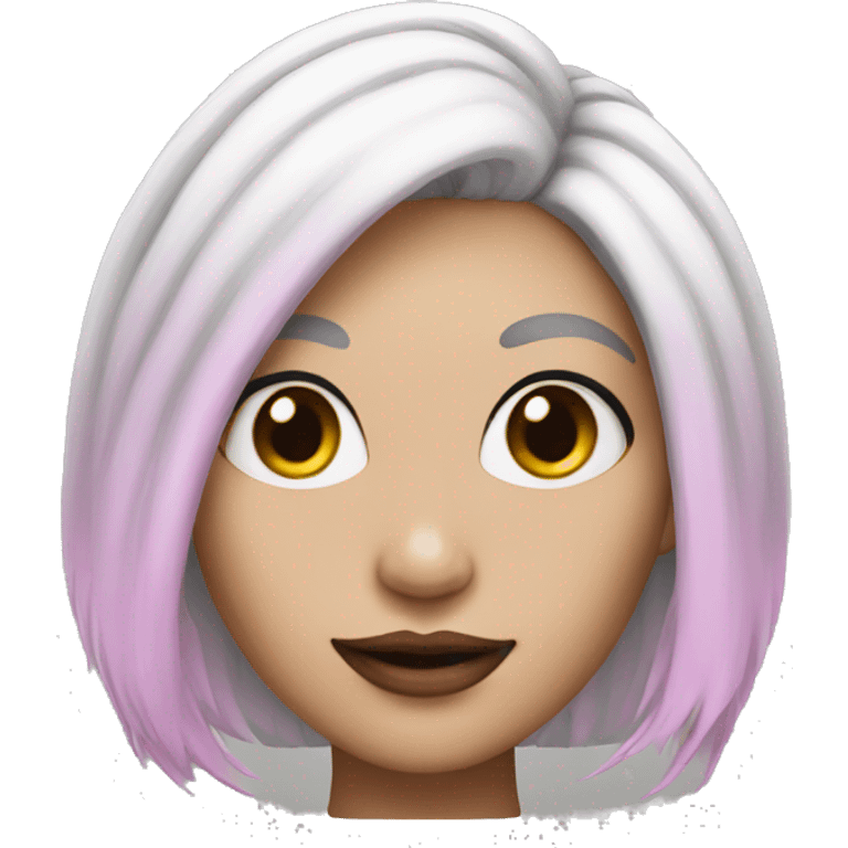 Pink skin woman with white hair and black horns emoji