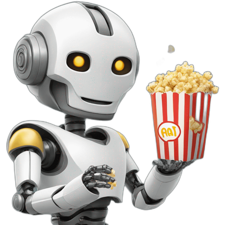 robot eating popcorn emoji