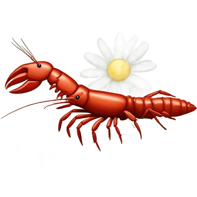 Crawfish and a daisy emoji