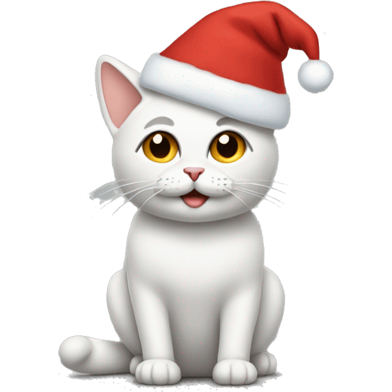 Cat wearing a Christmas hat emoji