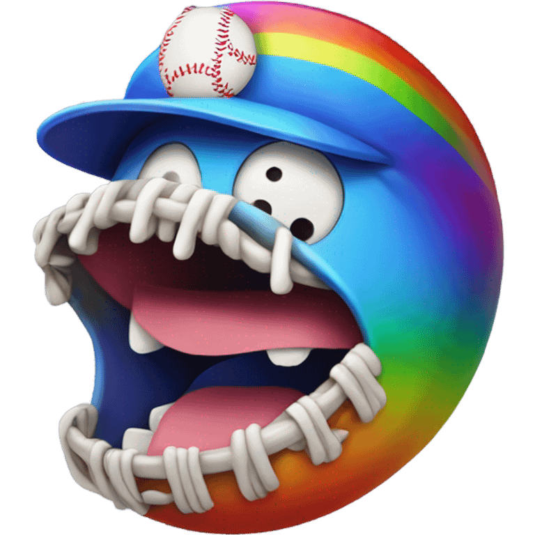 Baseball with a rainbow tongue  emoji