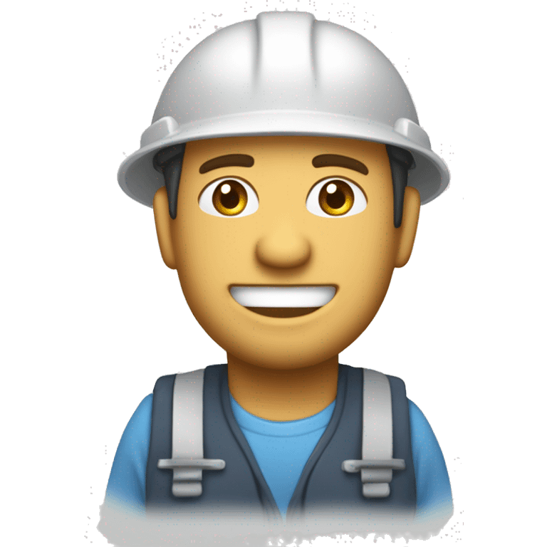 Hombre moreno con un casco blanco de ingeniero, con el pulgar arriba y sonriendo emoji