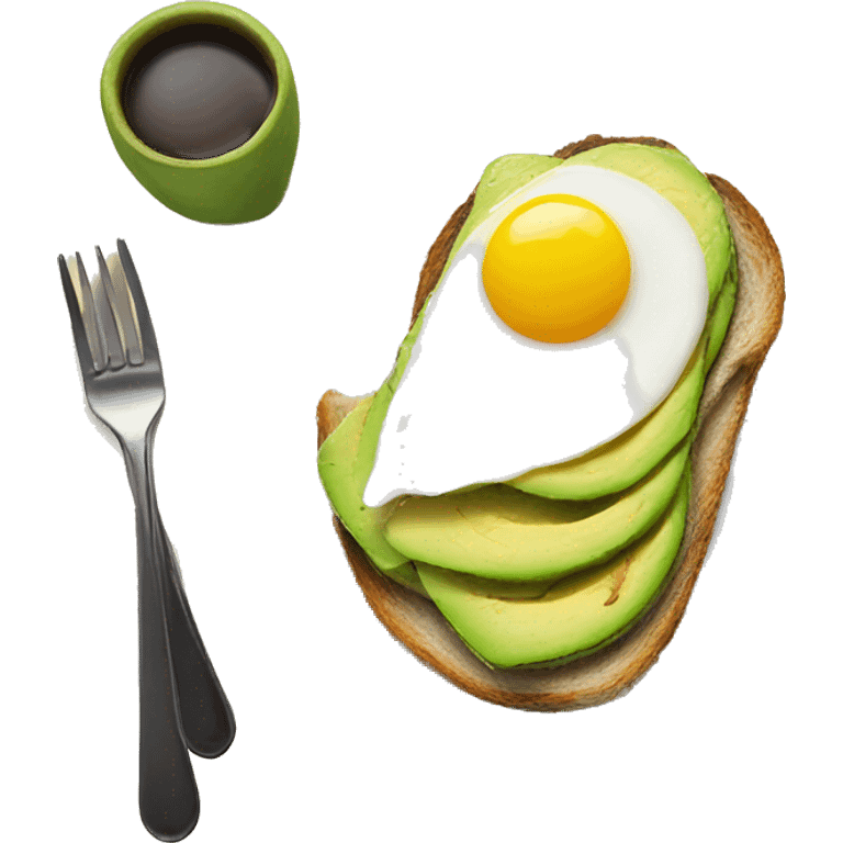 One Avocado toast with one egg emoji