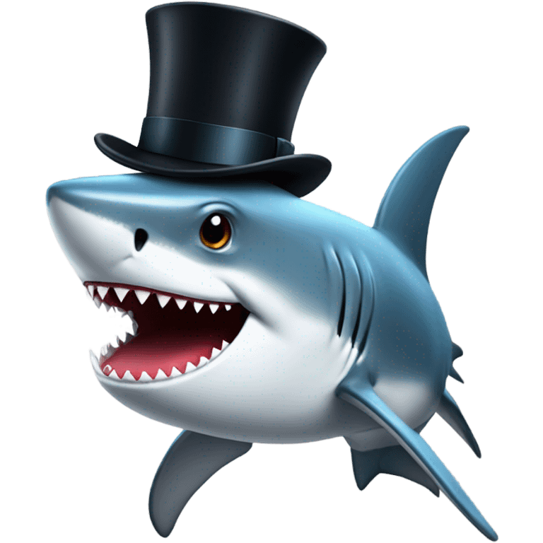 Shark with a top hat emoji