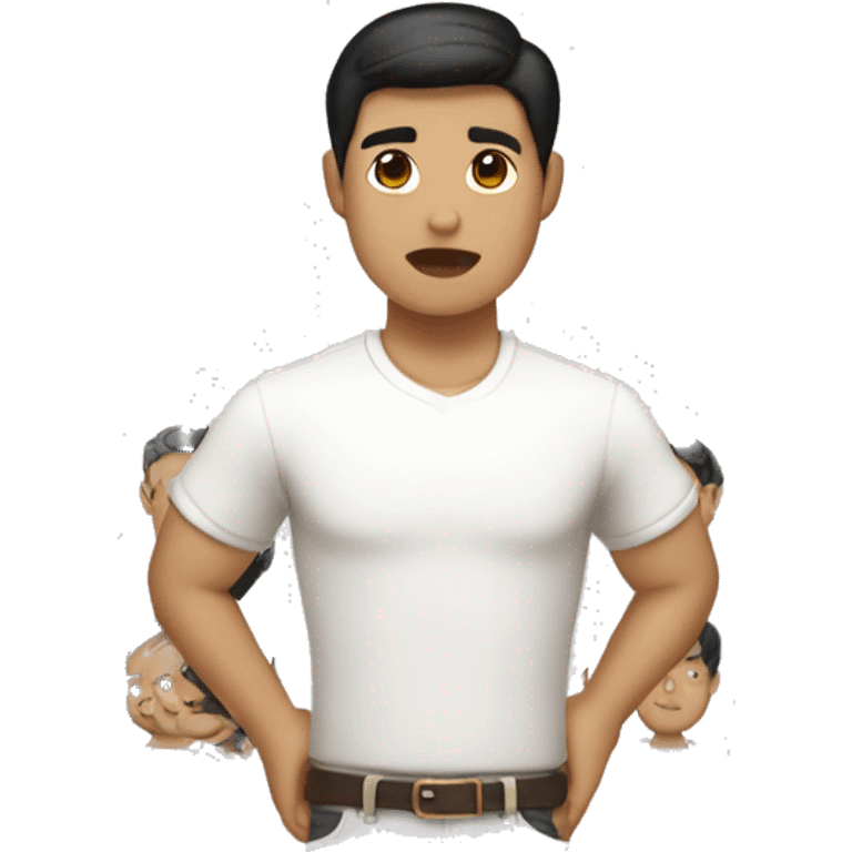 black short hair white skin color asian men with white shirt, make it from soulders and create only one emoji emoji