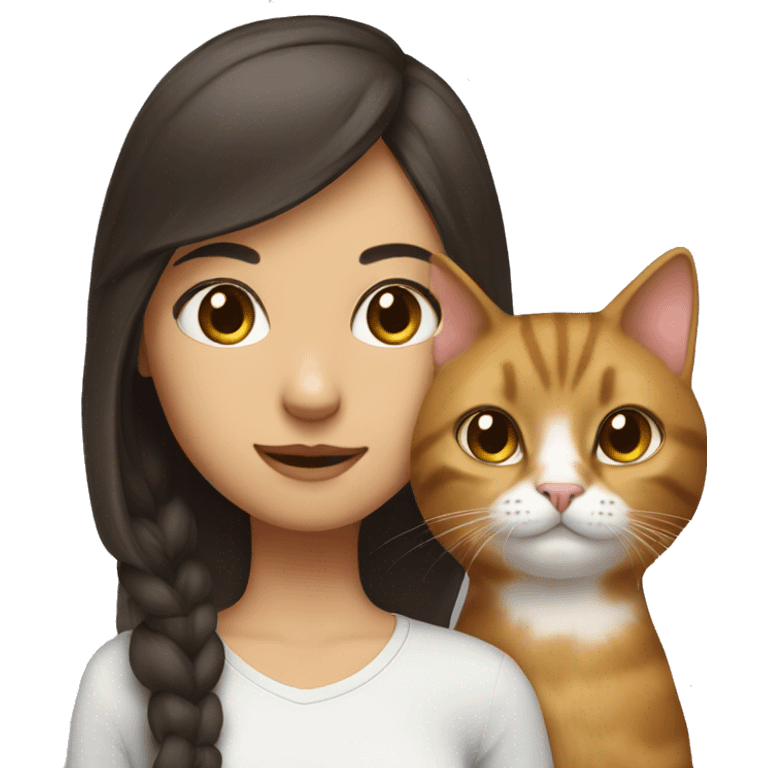 cat with brunette girl emoji