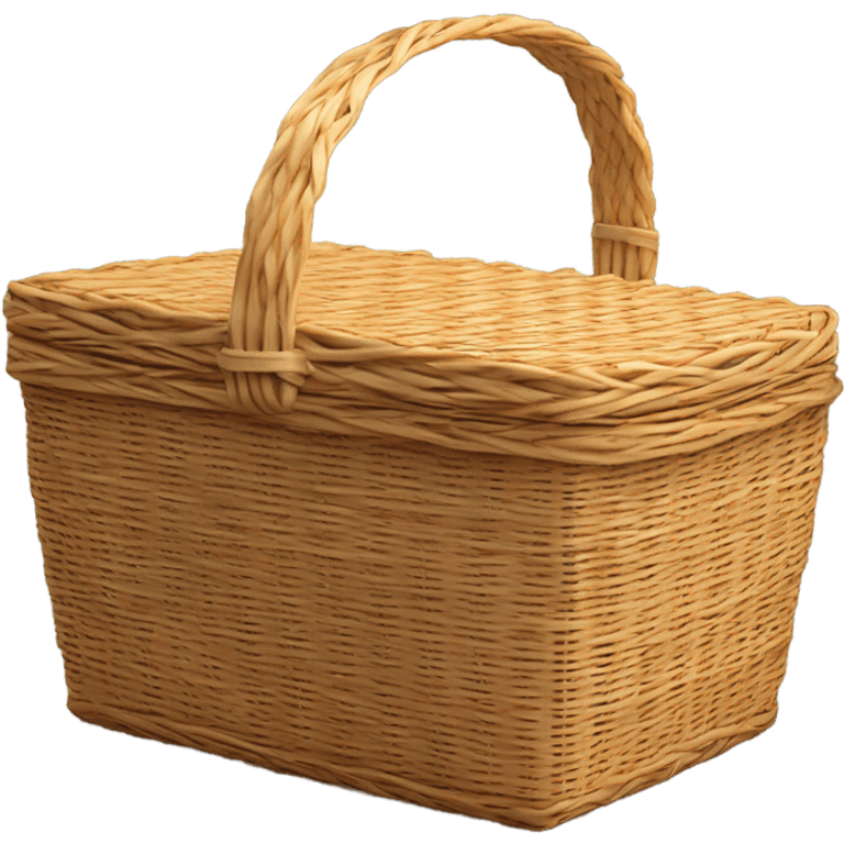 Realistic isolated small outdoors wicker picnic basket. emoji