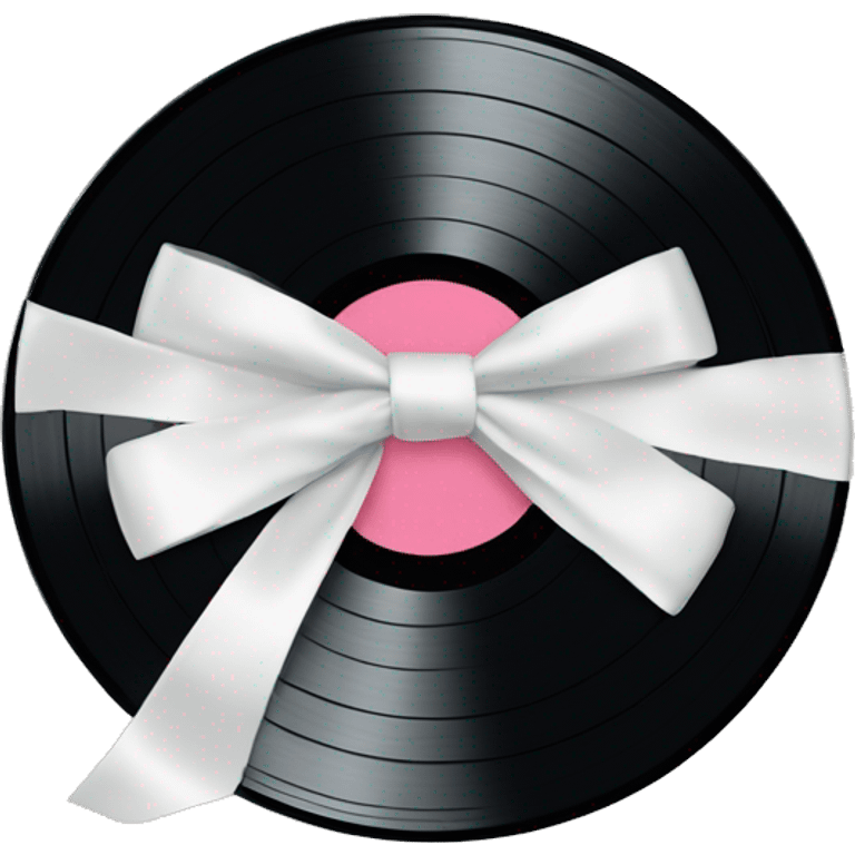 vinyl record with white bow emoji