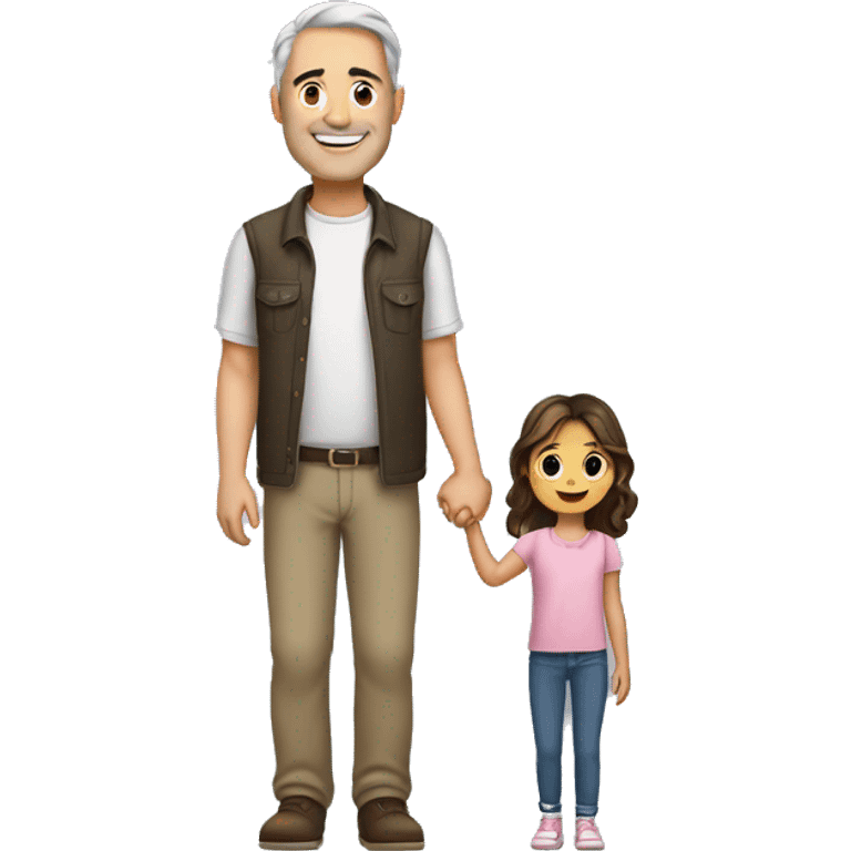 Father hold his daughter's hand white brunette emoji