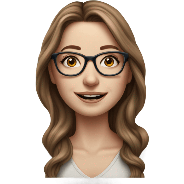 Hyper Realistic brown Balayage pale beautiful tattooed woman with glasses and blue eyes happy  emoji