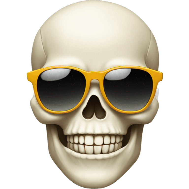 A skull wearing sunglasses and smiling emoji