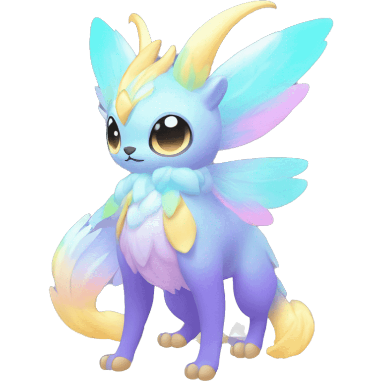 Shiny Shy Cool Colorful Pastel beautiful fantasy Kawaii Ethereal Sona Fakemon-animal Full Body emoji