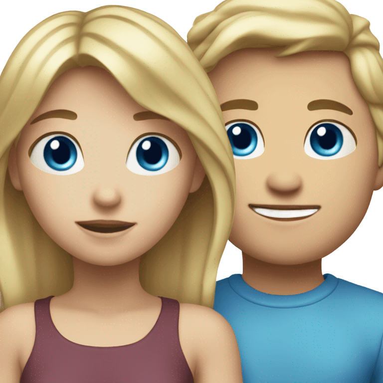 blonde blue eyed girl and brunette boyfriend emoji