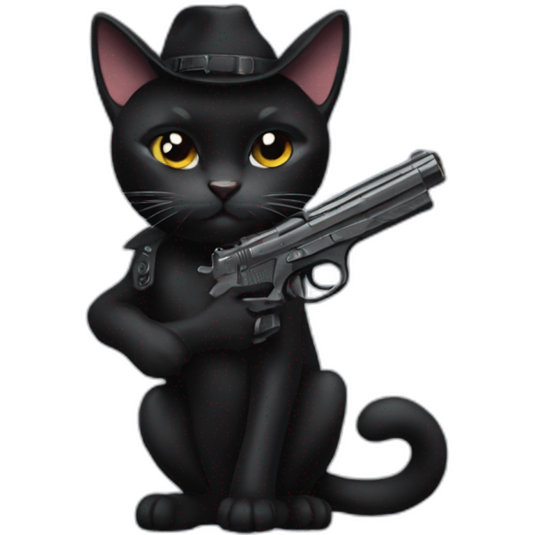 Black cat with a pistol emoji