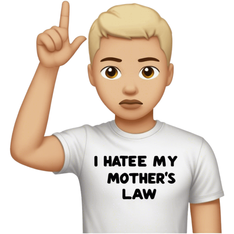 Guy wearing t shirt saying I hate my mothers law emoji