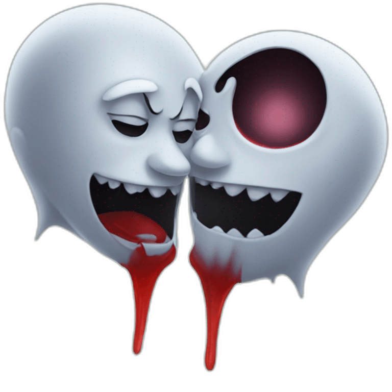 Male Ghost kissing Male vampire emoji