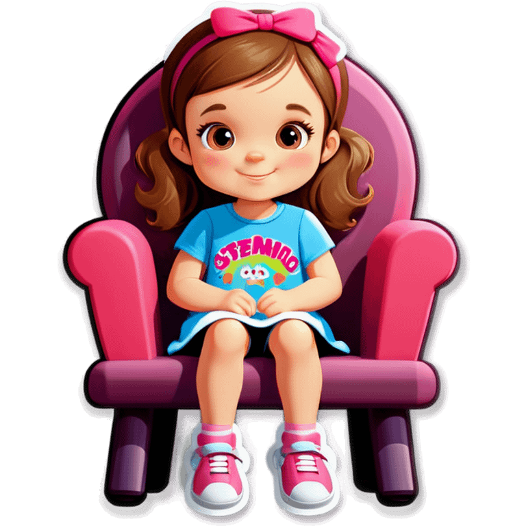 Little girl sitting in big chair emoji