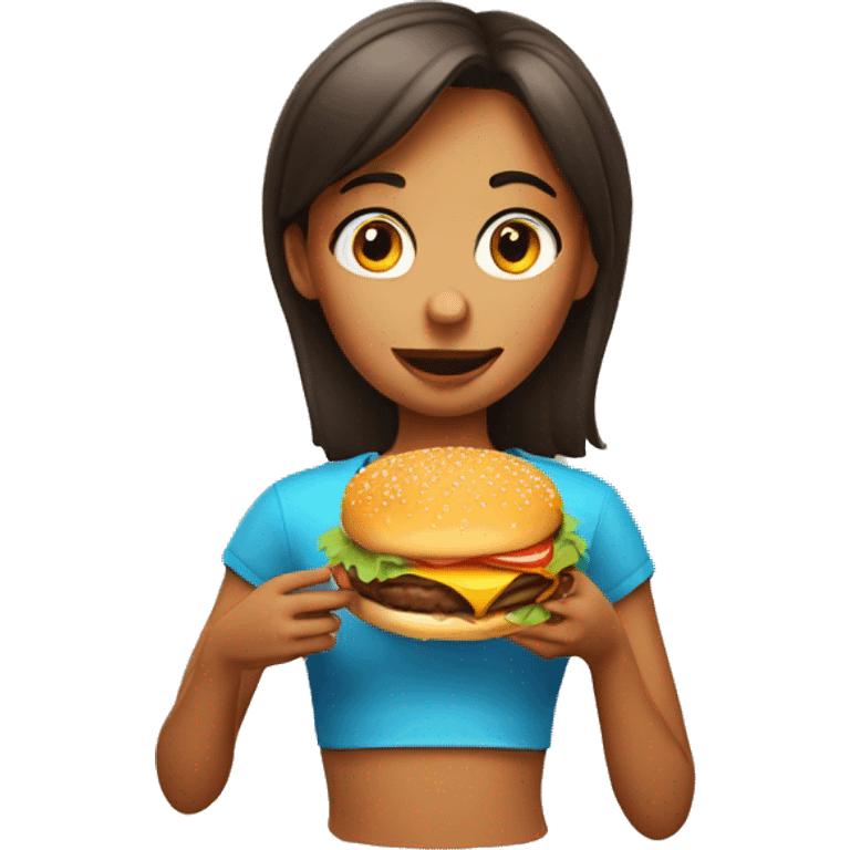 a girl eating a burger emoji