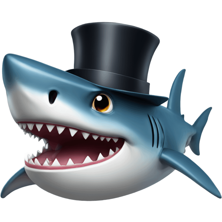 Shark with a top hat emoji