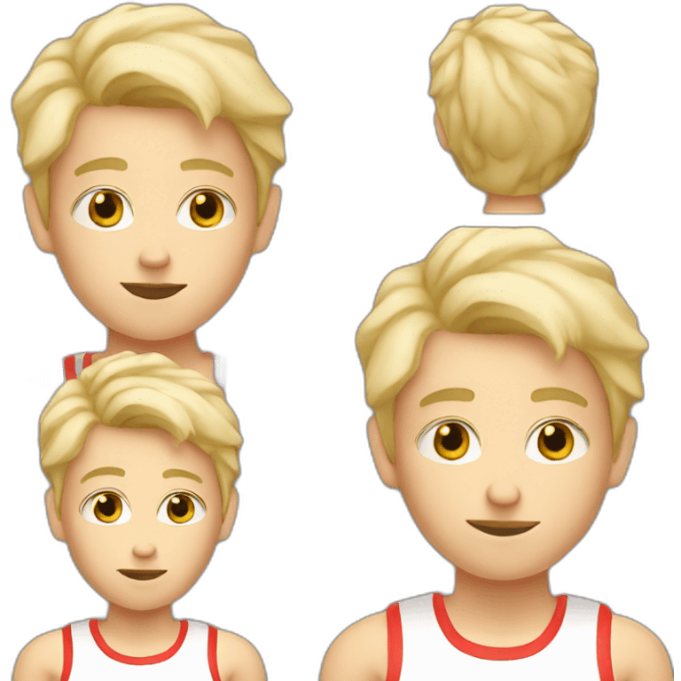 blonde boy in white and red tank top  emoji