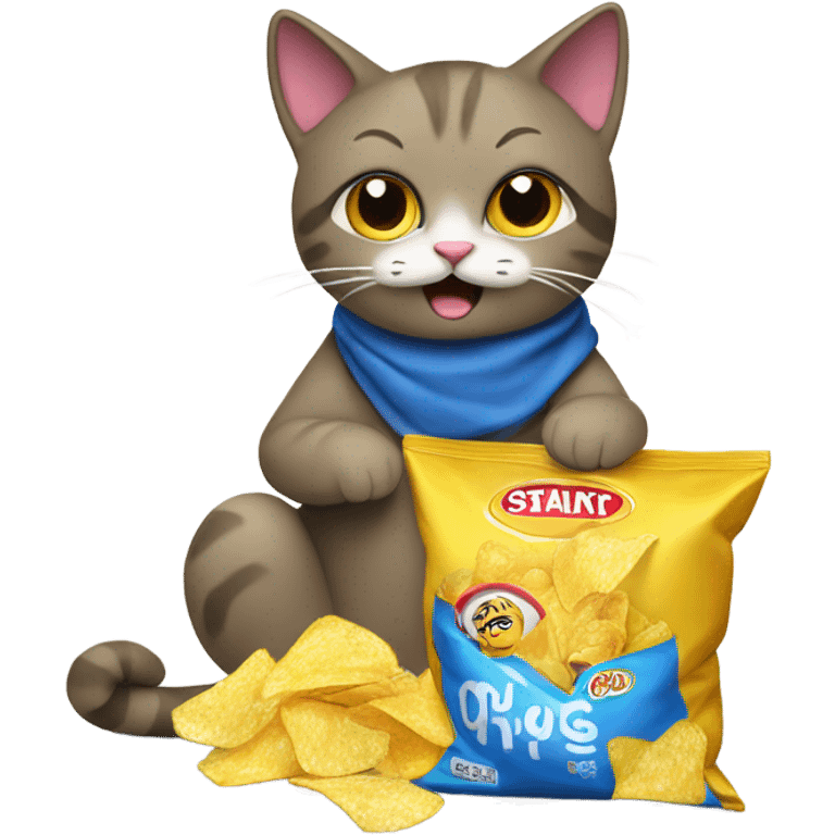 Cat eating a bag of chips  emoji