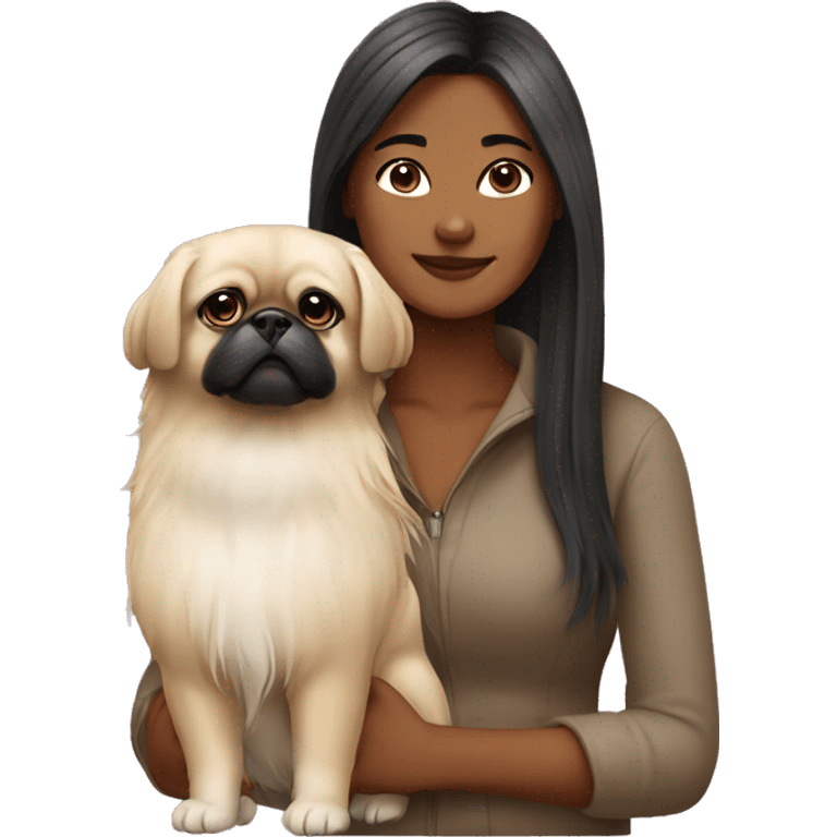 Women with Pekingese emoji