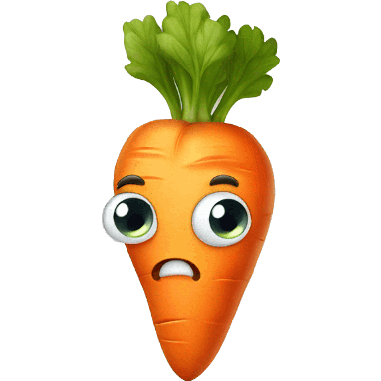 Cute carrot with large eyes crying, tears emoji