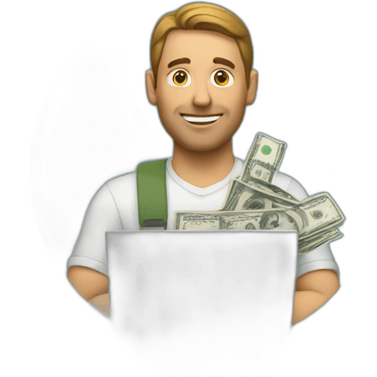 man with laptop and cash emoji