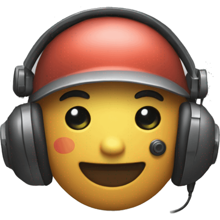 macro qui joue avec une manette et un casque emoji