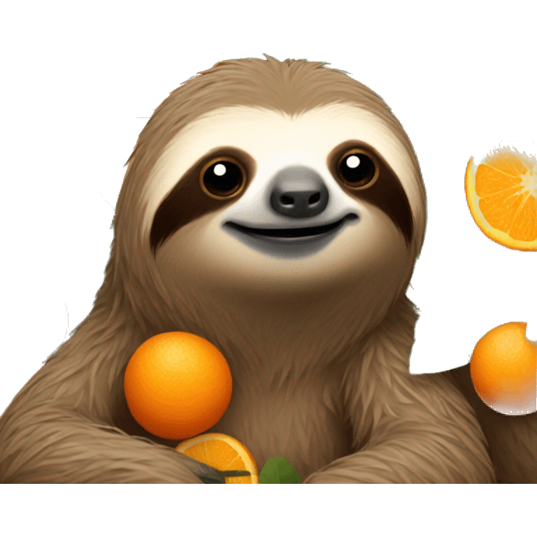 Sloth with orange emoji