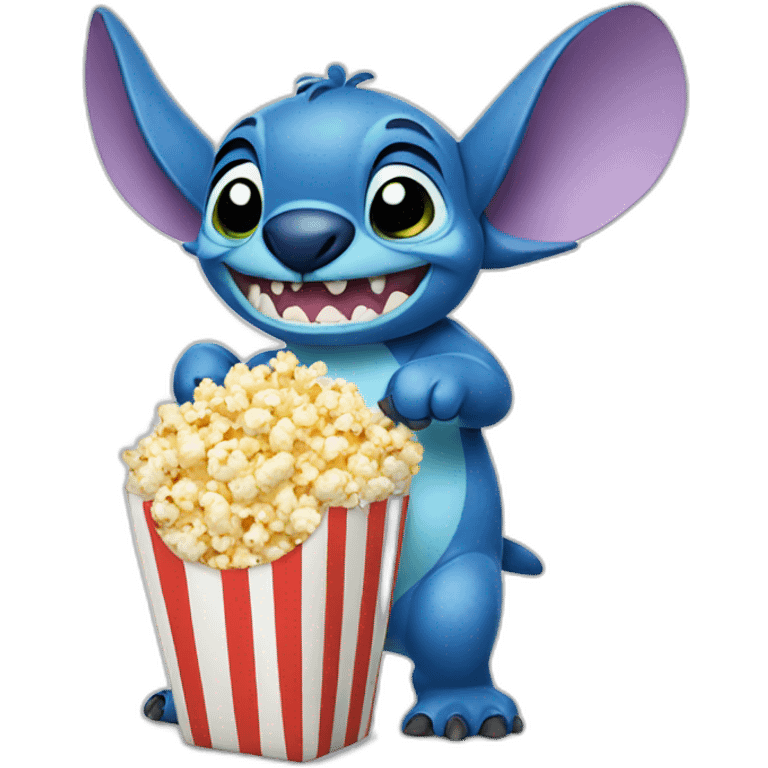 Stitch holding popcorn emoji