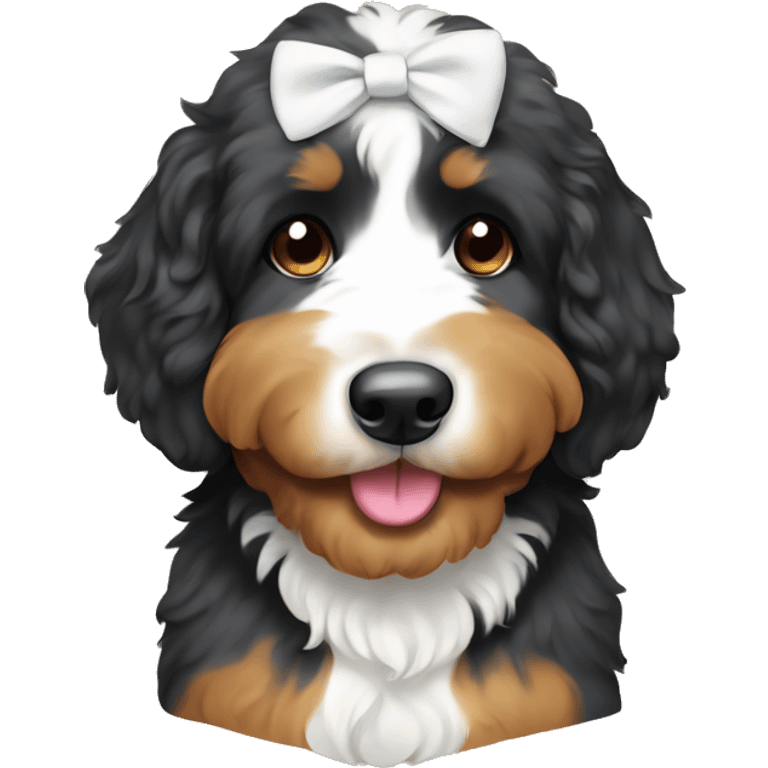 Bernedoodle with bow  emoji