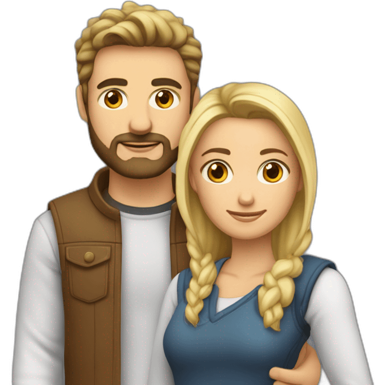 Pareja chica rubia y hombre calvo con barba besándose emoji