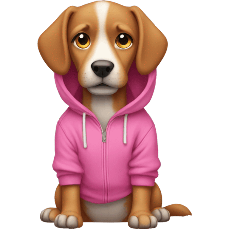 dog wearing pink hoodie emoji