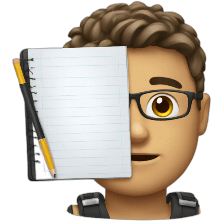 student with the notebook self-study emoji