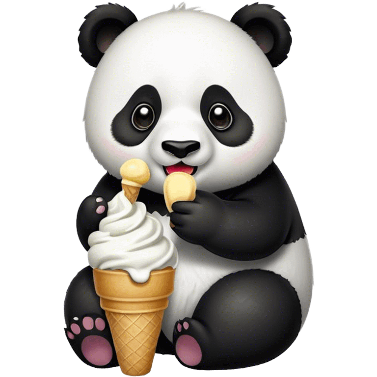Panda eating ice cream emoji