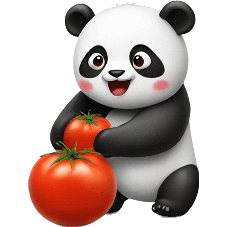 Panda with tomate emoji