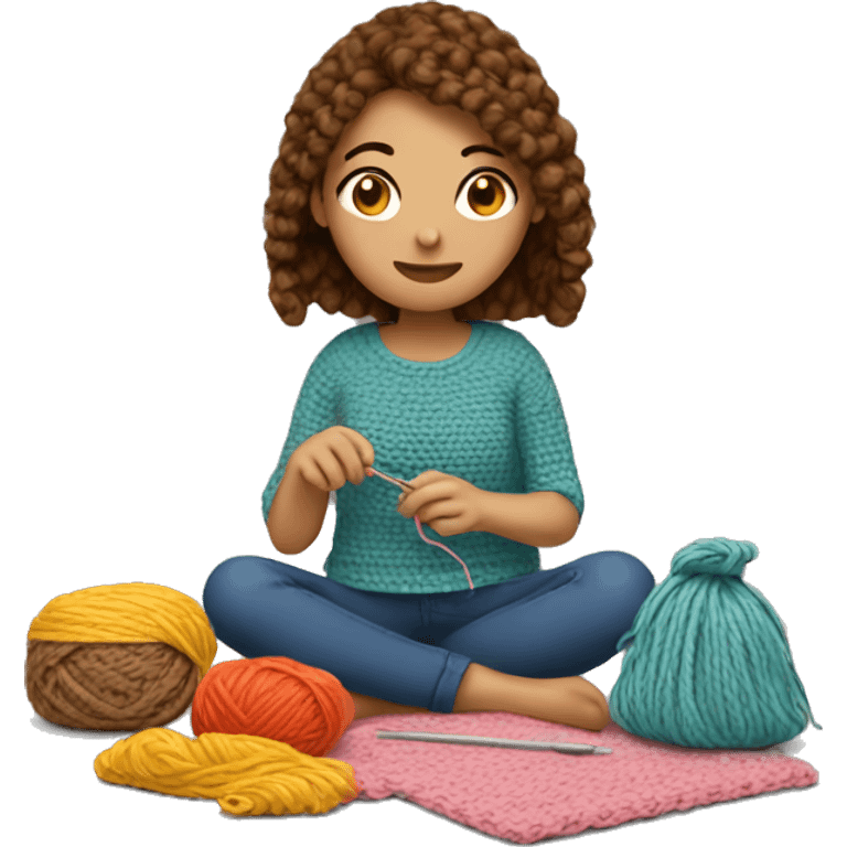 Girl crocheting  emoji