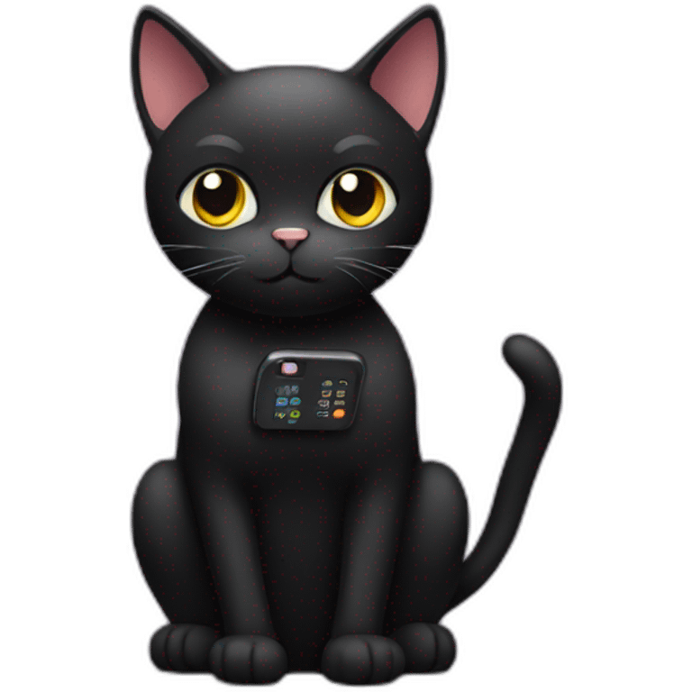 black cat with phone emoji