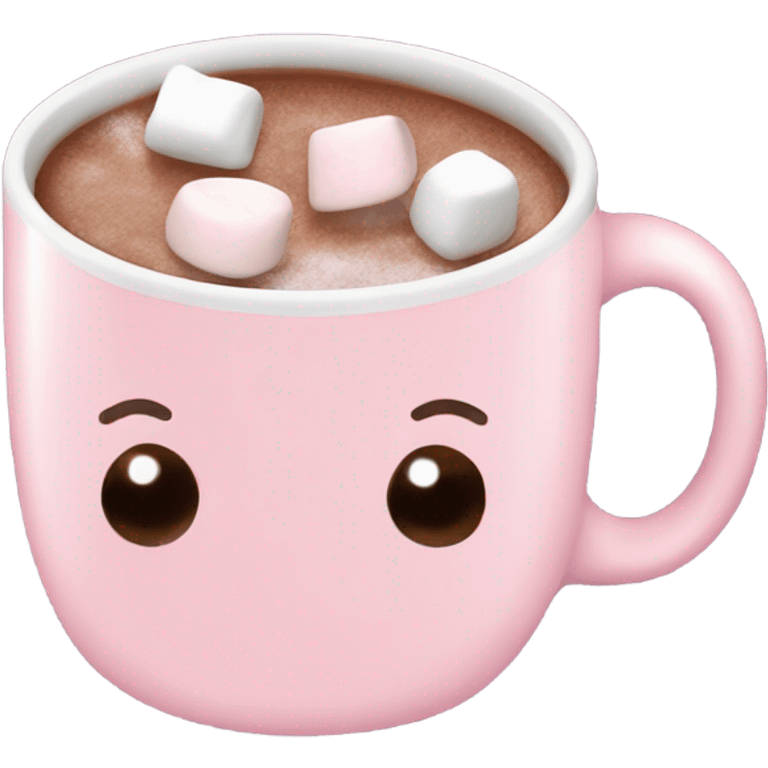 Light Pink mug of hot chocolate with marshmallows  emoji