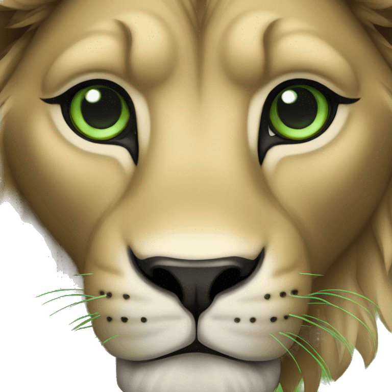 Lion avec des yeux vert emoji