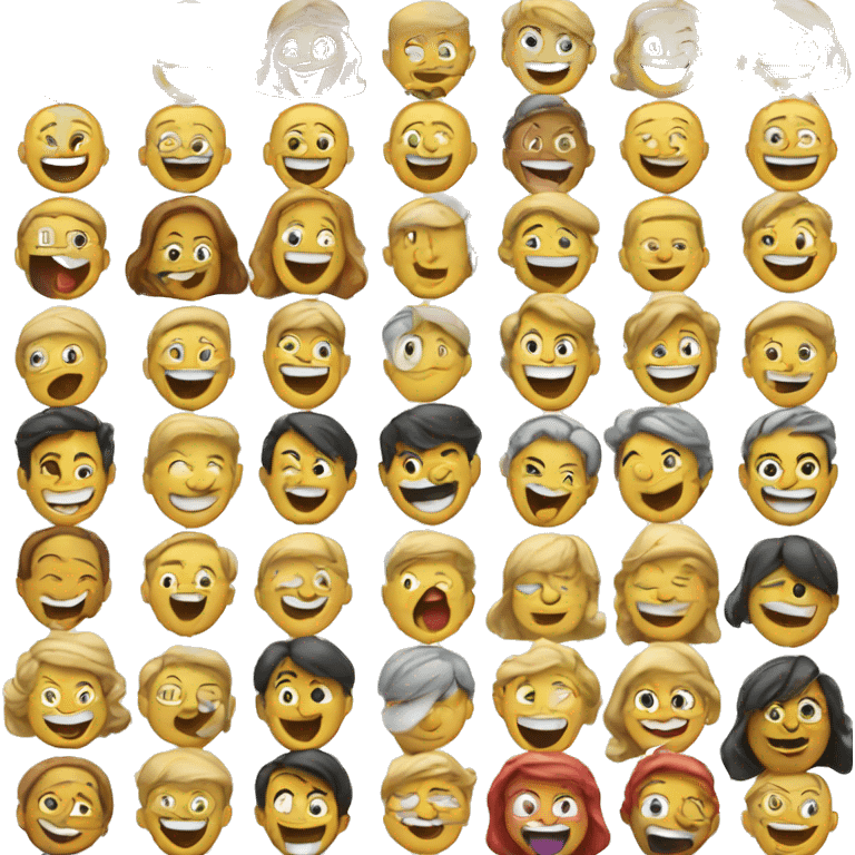 Laughing emojis, 3 per row, different colors emoji