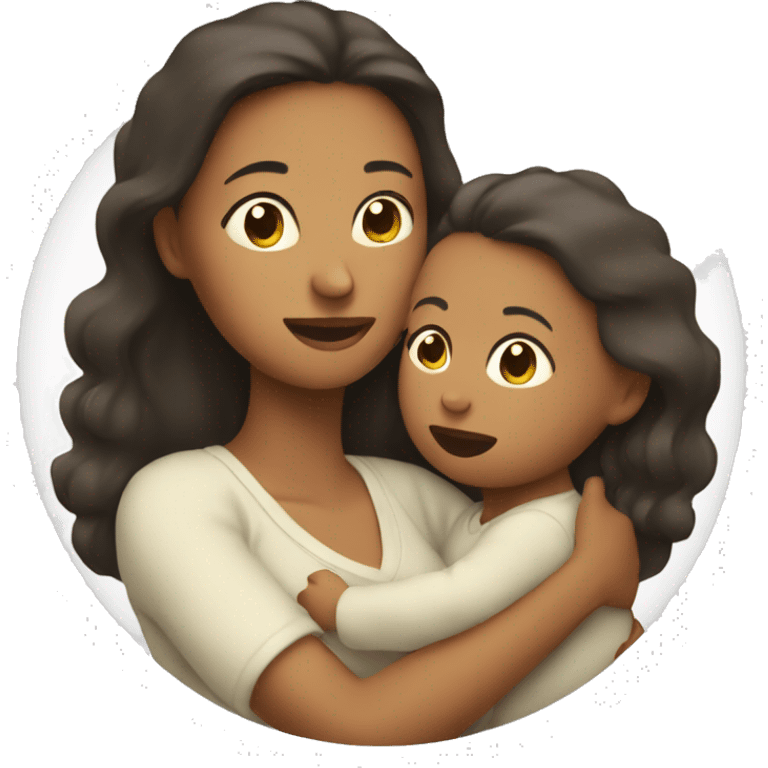 Mom holds the baby in her arms facing each other emoji