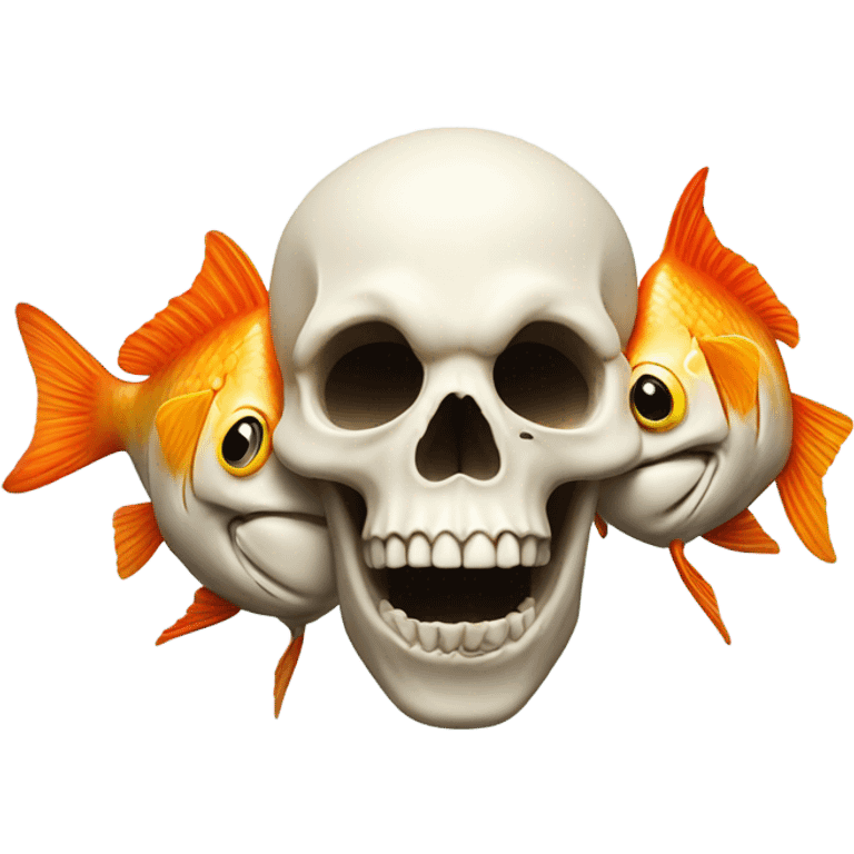 Skull making fish kiss emoji